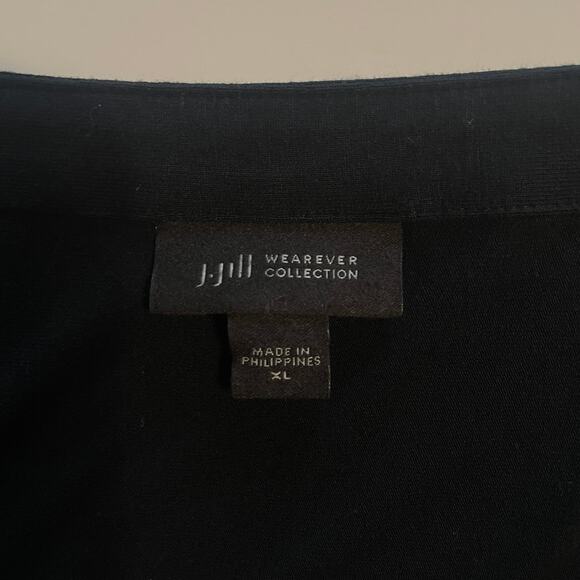 J. Jill Wearever Collection Floral Humming Bird Top Womens XL Black Tunic Tee - Picture 8 of 11